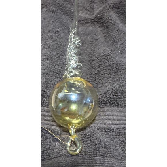 VTG Christmas Antique Hand Blown Hollow Glass Twisted Icicle Ornament W/Orig Box - Picture 2 of 5